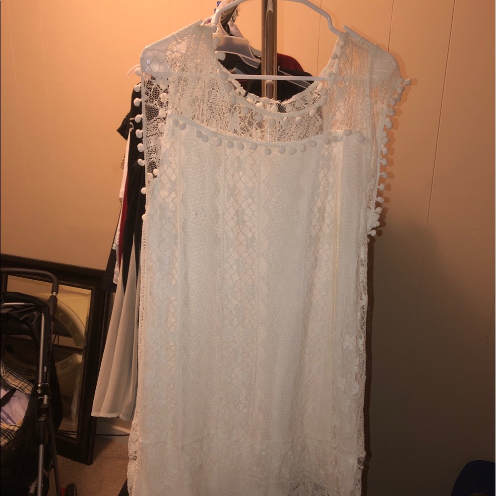 White lace shift dress